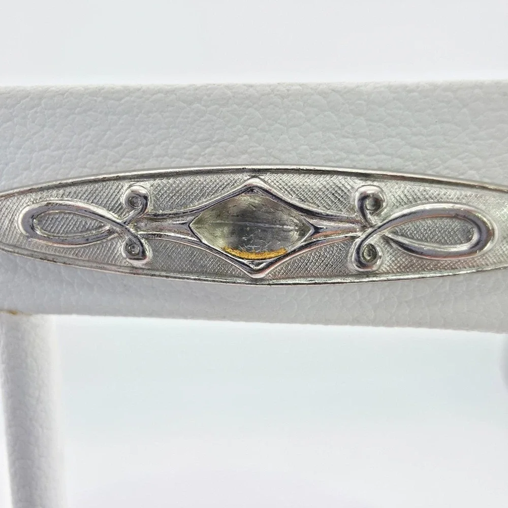 Vintage Tie Clip Tie Clip Tie Clasp Scrollwork Art Deco Textured Silver Tone